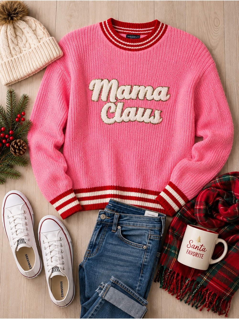 Simply Southern Harper “Mama Claus” Holiday Long Sleeve Crew Sweater
